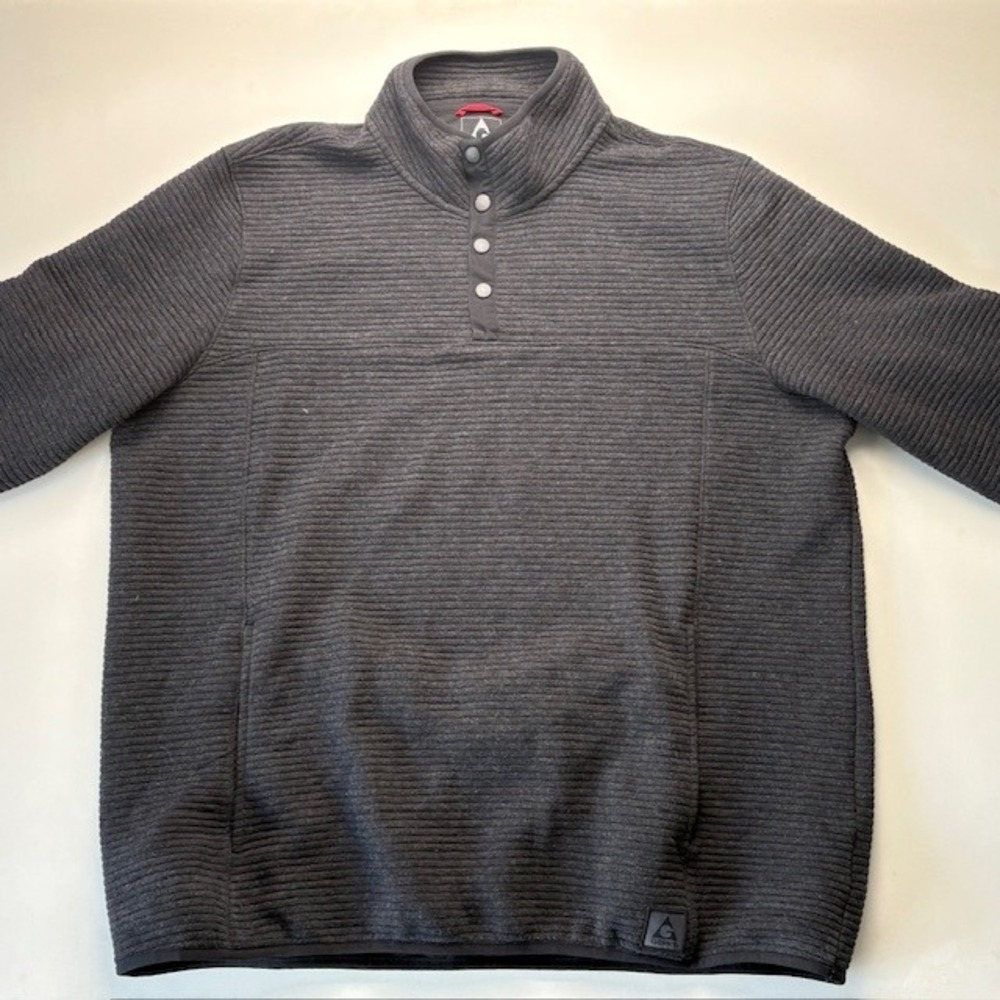 GERRY Mens Pullover Fleece Snap Neck Textured Charcoal Gray XXL EE G